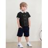 Haloumoning Toddler Baby Boys Short Sleeve Button Down Shirts Kids Color Block Double Breasted Dress Shirt 9M-8Y(Black)