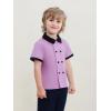 Haloumoning Toddler Baby Boys Short Sleeve Button Down Shirts Kids Color Block Double Breasted Dress Shirt 9M-8Y(Light Purple)