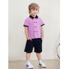 Haloumoning Toddler Baby Boys Short Sleeve Button Down Shirts Kids Color Block Double Breasted Dress Shirt 9M-8Y(Light Purple)