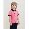 Haloumoning Toddler Baby Boys Short Sleeve Button Down Shirts Kids Color Block Double Breasted Dress Shirt 9M-8Y(Pink)