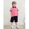 Haloumoning Toddler Baby Boys Short Sleeve Button Down Shirts Kids Color Block Double Breasted Dress Shirt 9M-8Y(Pink)