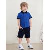 Haloumoning Toddler Baby Boys Short Sleeve Button Down Shirts Kids Color Block Double Breasted Dress Shirt 9M-8Y(Royal Blue)