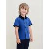 Haloumoning Toddler Baby Boys Short Sleeve Button Down Shirts Kids Color Block Double Breasted Dress Shirt 9M-8Y(Royal Blue)