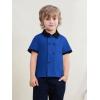 Haloumoning Toddler Baby Boys Short Sleeve Button Down Shirts Kids Color Block Double Breasted Dress Shirt 9M-8Y(Royal Blue)