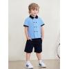 Haloumoning Toddler Baby Boys Short Sleeve Button Down Shirts Kids Color Block Double Breasted Dress Shirt 9M-8Y(Sky Blue)