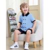 Haloumoning Toddler Baby Boys Short Sleeve Button Down Shirts Kids Color Block Double Breasted Dress Shirt 9M-8Y(Sky Blue)