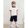 Haloumoning Toddler Baby Boys Short Sleeve Button Down Shirts Kids Color Block Double Breasted Dress Shirt 9M-8Y(White)