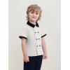 Haloumoning Toddler Baby Boys Short Sleeve Button Down Shirts Kids Color Block Double Breasted Dress Shirt 9M-8Y(White)