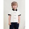Haloumoning Toddler Baby Boys Short Sleeve Button Down Shirts Kids Color Block Double Breasted Dress Shirt 9M-8Y(White)