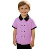 Haloumoning Toddler Baby Boys Short Sleeve Button Down Shirts Kids Color Block Double Breasted Dress Shirt 9M-8Y(Light Purple)