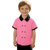 Haloumoning Toddler Baby Boys Short Sleeve Button Down Shirts Kids Color Block Double Breasted Dress Shirt 9M-8Y(Pink)