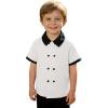 Haloumoning Toddler Baby Boys Short Sleeve Button Down Shirts Kids Color Block Double Breasted Dress Shirt 9M-8Y(White)