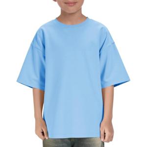 Boys Oversized T Shirts Kids Casual Crewneck Drop Shoulder Summer Basic Tees Tops 5-14 Years(Blue)
