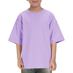 Boys Oversized T Shirts Kids Casual Crewneck Drop Shoulder Summer Basic Tees Tops 5-14 Years(Purple)