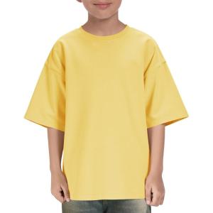 Boys Oversized T Shirts Kids Casual Crewneck Drop Shoulder Summer Basic Tees Tops 5-14 Years(Yellow)
