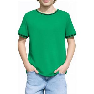Haloumoning Boys Short Sleeve T-Shirts Kids Casual Summer Crewneck Shirts Fashion Tops Tees 5-14 Years(Green)