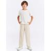 Haloumoning Boys Dress Pants Kids High Waisted Wide Leg Uniform Pants Casual Trousers with Pockets 5-14 Years(Beige)