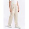 Haloumoning Boys Dress Pants Kids High Waisted Wide Leg Uniform Pants Casual Trousers with Pockets 5-14 Years(Beige)