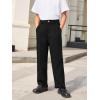 Haloumoning Boys Dress Pants Kids High Waisted Wide Leg Uniform Pants Casual Trousers with Pockets 5-14 Years(Black)