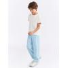 Haloumoning Boys Dress Pants Kids High Waisted Wide Leg Uniform Pants Casual Trousers with Pockets 5-14 Years(Blue)