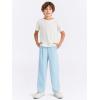 Haloumoning Boys Dress Pants Kids High Waisted Wide Leg Uniform Pants Casual Trousers with Pockets 5-14 Years(Blue)