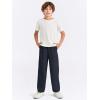 Haloumoning Boys Dress Pants Kids High Waisted Wide Leg Uniform Pants Casual Trousers with Pockets 5-14 Years(Dark Blue)