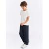 Haloumoning Boys Dress Pants Kids High Waisted Wide Leg Uniform Pants Casual Trousers with Pockets 5-14 Years(Dark Blue)