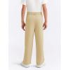 Haloumoning Boys Dress Pants Kids High Waisted Wide Leg Uniform Pants Casual Trousers with Pockets 5-14 Years(Khaki)