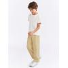 Haloumoning Boys Dress Pants Kids High Waisted Wide Leg Uniform Pants Casual Trousers with Pockets 5-14 Years(Khaki)