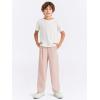 Haloumoning Boys Dress Pants Kids High Waisted Wide Leg Uniform Pants Casual Trousers with Pockets 5-14 Years(Pink)