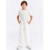Haloumoning Boys Dress Pants Kids High Waisted Wide Leg Uniform Pants Casual Trousers with Pockets 5-14 Years(White)