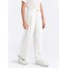 Haloumoning Boys Dress Pants Kids High Waisted Wide Leg Uniform Pants Casual Trousers with Pockets 5-14 Years(White)