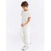 Haloumoning Boys Dress Pants Kids High Waisted Wide Leg Uniform Pants Casual Trousers with Pockets 5-14 Years(White)