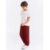 Haloumoning Boys Dress Pants Kids High Waisted Wide Leg Uniform Pants Casual Trousers with Pockets 5-14 Years(Wine Red)