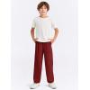 Haloumoning Boys Dress Pants Kids High Waisted Wide Leg Uniform Pants Casual Trousers with Pockets 5-14 Years(Wine Red)