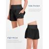Haloumoning Girls Athletic Shorts Kids Qucik Dry High Waisted 2 in 1 Running Biker Shorts with Pockets 5-14 Years(Black)