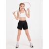 Haloumoning Girls Athletic Shorts Kids Qucik Dry High Waisted 2 in 1 Running Biker Shorts with Pockets 5-14 Years(Black)
