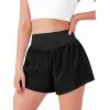 Haloumoning Girls Athletic Shorts Kids Qucik Dry High Waisted 2 in 1 Running Biker Shorts with Pockets 5-14 Years(Black)