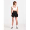 Haloumoning Girls Athletic Shorts Kids Qucik Dry High Waisted 2 in 1 Running Biker Shorts with Pockets 5-14 Years(Black)
