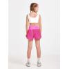 Haloumoning Girls Athletic Shorts Kids Qucik Dry High Waisted 2 in 1 Running Biker Shorts with Pockets 5-14 Years(Hot Pink)