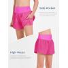 Haloumoning Girls Athletic Shorts Kids Qucik Dry High Waisted 2 in 1 Running Biker Shorts with Pockets 5-14 Years(Hot Pink)
