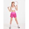 Haloumoning Girls Athletic Shorts Kids Qucik Dry High Waisted 2 in 1 Running Biker Shorts with Pockets 5-14 Years(Hot Pink)