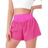 Haloumoning Girls Athletic Shorts Kids Qucik Dry High Waisted 2 in 1 Running Biker Shorts with Pockets 5-14 Years(Hot Pink)