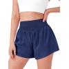 Haloumoning Girls Athletic Shorts Kids Qucik Dry High Waisted 2 in 1 Running Biker Shorts with Pockets 5-14 Years(Navy Blue)