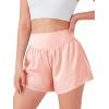 Haloumoning Girls Athletic Shorts Kids Qucik Dry High Waisted 2 in 1 Running Biker Shorts with Pockets 5-14 Years(Pink)