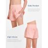 Haloumoning Girls Athletic Shorts Kids Qucik Dry High Waisted 2 in 1 Running Biker Shorts with Pockets 5-14 Years(Pink)