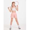 Haloumoning Girls Athletic Shorts Kids Qucik Dry High Waisted 2 in 1 Running Biker Shorts with Pockets 5-14 Years(Pink)