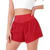 Haloumoning Girls Athletic Shorts Kids Qucik Dry High Waisted 2 in 1 Running Biker Shorts with Pockets 5-14 Years(Red)