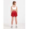 Haloumoning Girls Athletic Shorts Kids Qucik Dry High Waisted 2 in 1 Running Biker Shorts with Pockets 5-14 Years(Red)