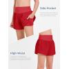 Haloumoning Girls Athletic Shorts Kids Qucik Dry High Waisted 2 in 1 Running Biker Shorts with Pockets 5-14 Years(Red)